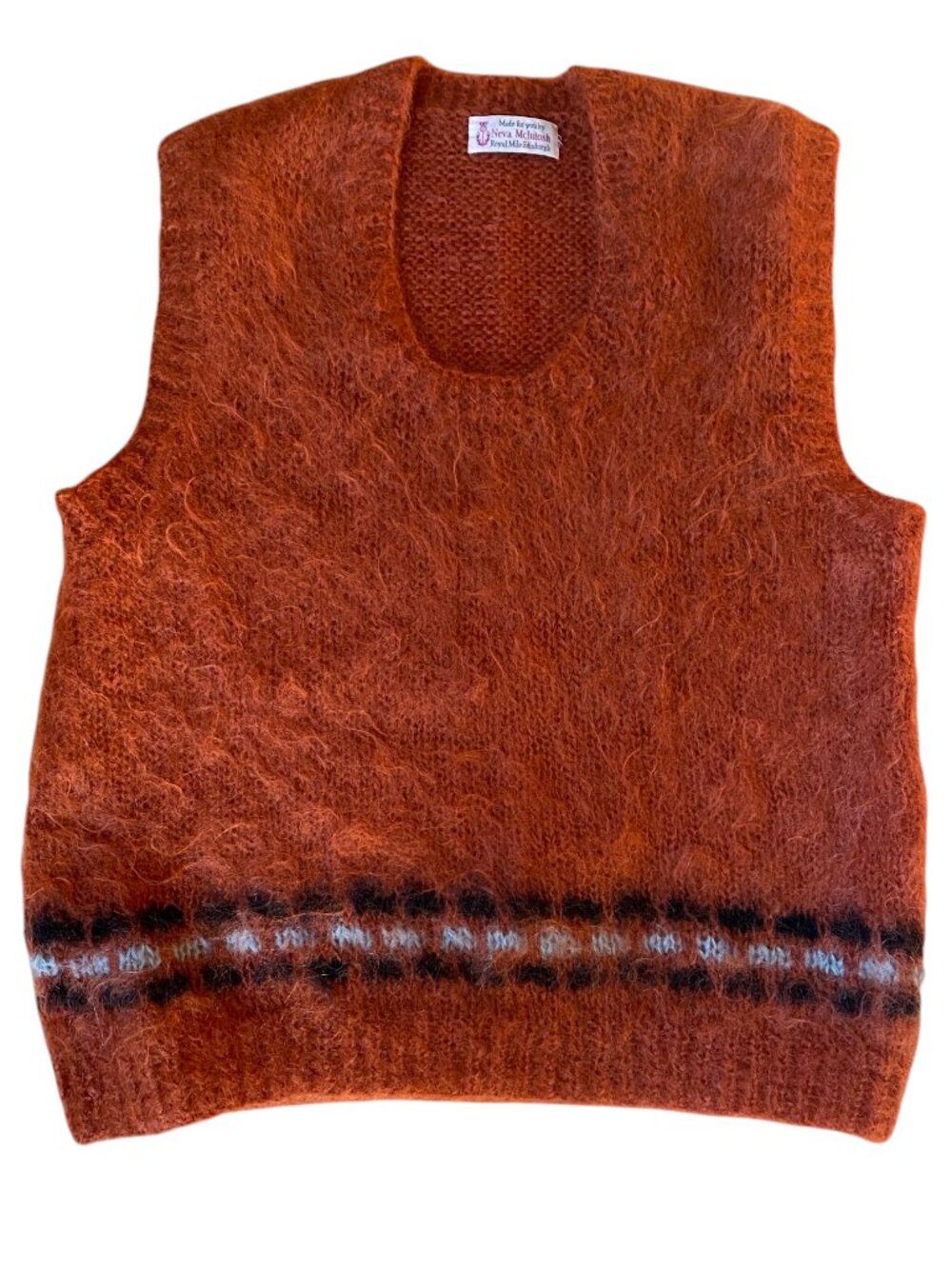 Vintage Scotland Mohair Sweater Vest Rust Fair Isle Neva McIntosh Edinburgh-M